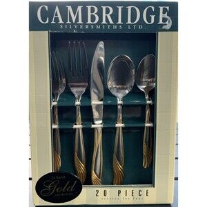 Cambridge Silversmiths Seaview 24 Karat Gold Electro-Plate 20-piece Svc 4